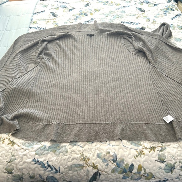 EILEEN FISHER Washable Wool Diagonal Flutter Open Cardigan Smoke Grey Size XL - Picture 9 of 16